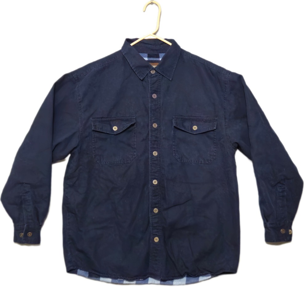 Levi Strauss & Co Shirt Jacket Mens L Navy Blue Excellent Quilted Flannel Lined